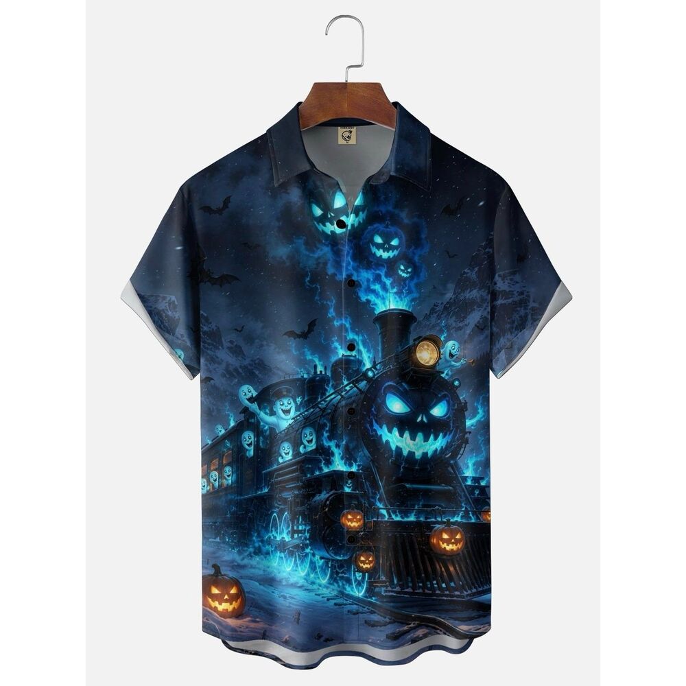 Hardaddy - Halloween Cartoon Pumpkin Ghost Train Shirt - $33 - Brand New!